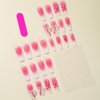 Hkanlre Pink French Press on Nails Cute Heart Fake Nails Tips Full Cover False Square Medium Nails for Women and Girls 24PCS