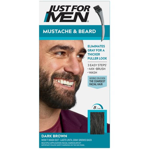 Just for Men 3 X Moustache And Beard Facial Hair Gel Colour M45 (Dark Brown Black)