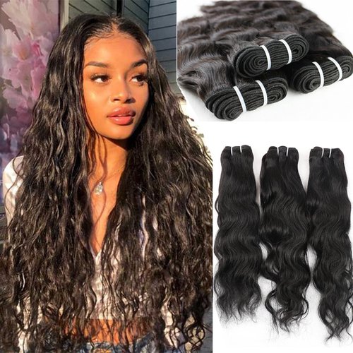 Natural Wave Bundles Human Hair 18 20 22 Inch Brazilian Natural Wave 3 Bundles Deals Unprocessed 8A Virgin Human Hair Extensions Weave 1B Color