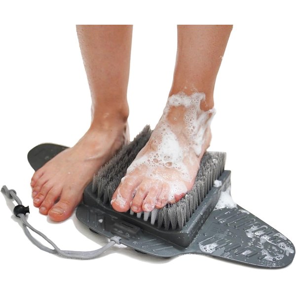 Efforest Shower Foot Scrubber Mat with Pumice Stone - Cleans, Smooths & Removes Dead Skin on Foot Without Bending, Foot Callus Remover with Non-Slip Suction Cups, Foot Scraper for Shower & Bathtub