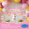 Treasures Gifted Princess Peppa Pig Banner Set of 3 - (1) Peppa Pig Birthday Banner & (2) Peppa Birthday Banner Triangle Pennants - Officially Licensed Peppa Pig Birthday Party Supplies