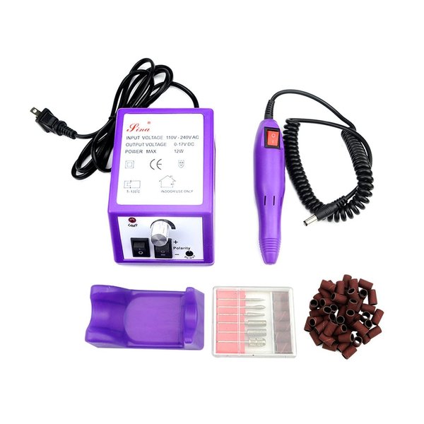LILYS PET 20,000 RPM Light Type Professional Electric Nail Art Salon Drill Glazing Fast Machine,Electric Nail Art File Drill with 1 Pack of Sanding Bands (Violet)