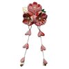 CRB Fashion Womens Kimono Traditional Tsumami Kanzashi Outfit Wedding Japanese Asian Yukata Hair Tie Flower Floral Fan Barrette Clip (Pink Multi Leaf)