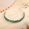 Teyglen Bridal Rhinestone Crystal Headband Thin Full Green Rhinestone Headband Hair Band Handmade Full Crystal Hair Hoop Gold Sparkly Crystal Wedding Hair Accessories for Women Girl (Malachite Green)