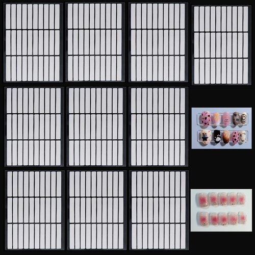 10 Sheets Double Sided Tape Nail Tape for Press On Nails Double Sided Nail Tape Nail Art Display Strip Tape for Nail Packaging Nail Storage Nail Display Nail Salon Supplies Organizer with Tweezer