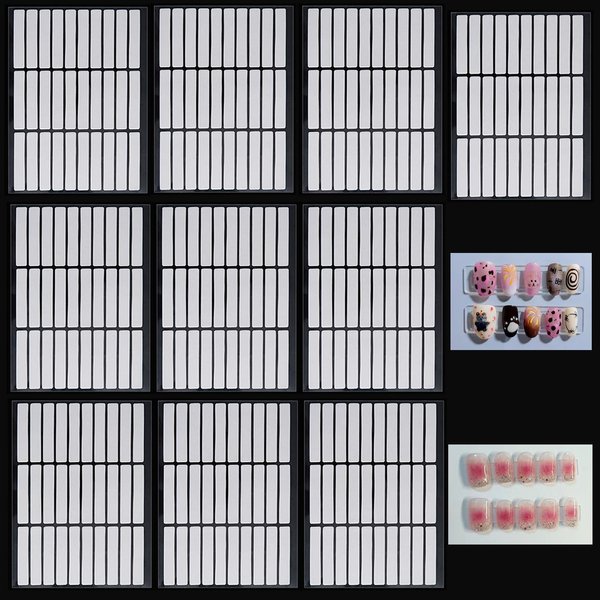 10 Sheets Double Sided Tape Nail Tape for Press On Nails Double Sided Nail Tape Nail Art Display Strip Tape for Nail Packaging Nail Storage Nail Display Nail Salon Supplies Organizer with Tweezer