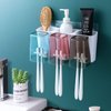 Goowin Toothbrush Holder for Bathroom, Eco-Friendly Mighty Large Capacity Toothbrush Holder Wall Mounted with 3 Square Cups for Family or Dormitory
