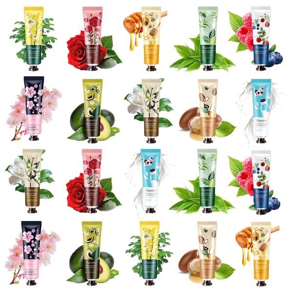 20 Pack Hand Cream Gift Set,Korean Relieve Dry and Cracked Hands Mini Hand Lotion, Mothers&Teacher Appreciation&Nurse Week Day Gifts for Women,Natural Moisturizing Hand Lotion Travel Size