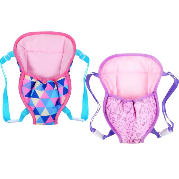 2 Pieces Baby Doll Carrier Backpacks Doll Portable Bags Doll Carrier Front Storage Bags with Straps Doll Accessories Fit for Dolls from 14 to 18 Inches (Geometry and Heart Style)