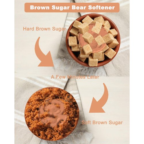 Brown Sugar Keeper and Sugar Saver - Terracotta Brown Sugar Saver Has a Lovely Bear Design, Brown Sugar Bear for Food Storage Containers, Brown Sugar Softener Keeps Brown Sugar Soft and Dry, 4 Pack