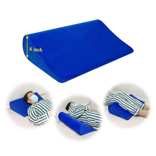 Wedge Pillow for After Surgery Foam Wedge Acid Reflux Pillow Bed Wedge for Sleeping Side Incline Triangle Positioning Wedge Body Back Support Leg Elevation Snoring Pillow Cushion 24.4×14.6×5.9"
