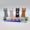 Ink and Trinket Kids DIY Cat Peg Doll Painting Kit, Craft Kit Includes 4 Peg Doll Animals with 6 Unique Cat Designs to Choose From, Gift for Cat Lovers, Boys, and Girls