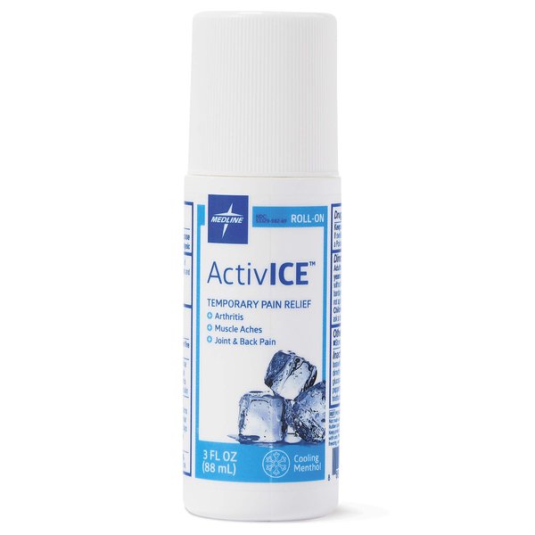 Medline ActivICE Topical Pain Reliever Roll On, Great for Arthritis, Muscle Aches and Back Injuries, 3 oz Roll On, 1 Count (Pack of 1)