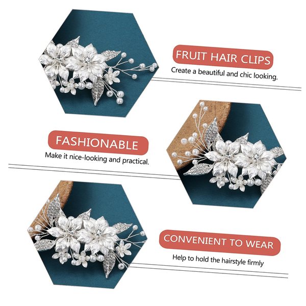 Crystal Pearl Hair Accessories - Bridal Rhinestone Barrettes, Flower Headpieces for Women and Girls