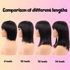 HOTJAR Short Bob Human Hair Wigs with Bangs None Lace Front Wigs Brazilian Straight Hair Machine Made Bob Wig for Black Women Natural Color (019# 12 Inch NT#)