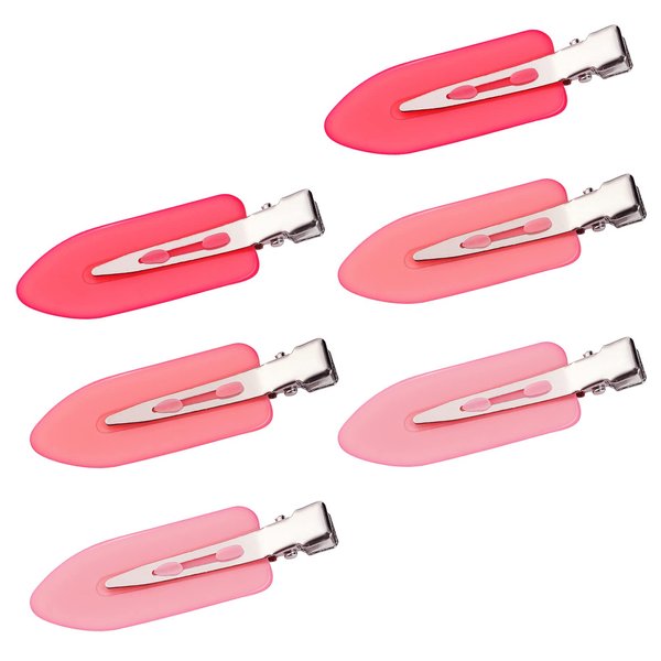 6Pcs No Bend Hair Clips- No Crease Hair Clips Styling Duck Bill Clips No Dent Alligator Hair Barrettes for Salon Hairstyle Hairdressing Bangs Waves Woman Girl Makeup Application (Gradient Pink)