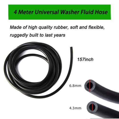 Windshield Washer Hose Kit - 4 Meter Universal Washer Fluid Hose with 12 Pcs Hose Connectors, Suitable for Most Windshield Washer Nozzle Installation, Connect Car Water Pump and Nozzles