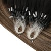 Sunny Micro Hair Extensions Human Hair Black Micro Bead Hair Extensions Human Hair Black Balayage Dark Brown Ombre Medium Ash Blonde Micro Human Hair Extensions Micro Ring Hair Extensions 18inch 50g