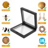 Linkstyle Floating Frame Display Stand, Set of 10 Transparent 3D PE Floating Frame Jewelry Storage Box Coin Display Stands for Arrowhead Medallions Antique Jewelry Specimens 3.5×3.5in, 2.7×2.7in