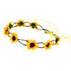 DreamLily Wedding Festivals Floral Hair Band Adjustable Ribbon Daisy Flower Headband Crown BC38 (Yellow)