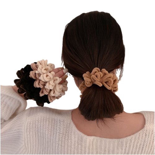 Grutyopkn 5PCS Plush Ruffle Hair Ties Elastic soft Towel Hair Scrunchies Thick hair Long hair Curly hair Hair Band for women Girls Men Not damage hair (Multi-colored)