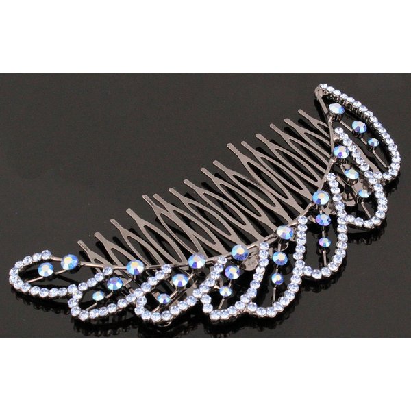 Janefashions 4.75'' Wave Blue Austrian Rhinestone Cystal Hair Side Comb Barrette Clip B142b