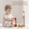 YIVEKO Baby Stacking Cups Toy, Silicone Stacking Tower, Silicone Soft Teething Toy Educational Baby Toys, Baby Building Toys Blocks, 6 Months+, 8 Pcs Set-Gentle