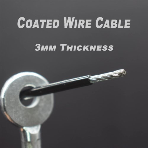 Bytiyar 10 pcs 10 inch (25cm) 3mm Thickness Galvanized Steel Wire Cable Eyelets Ended Short Rope Lanyard Safety Tether Chain Lock with Vinyl Coated Cover Black