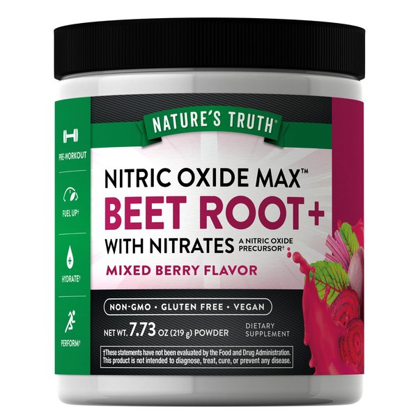 Nature's Truth Beet Root Powder | 7.73 oz | Nitric Oxide Supplement for Men and Women | Vegan, Non-GMO & Gluten Free Pre-workout | Mixed Berry Flavor