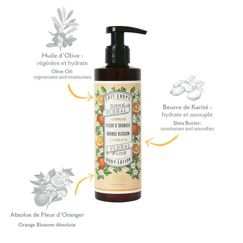 Panier des Sens – Orange Blossom Body Lotion for Dry Skin - Hydrating Body Cream for Women - Fluid Body Moisturizer with Shea Butter & Olive Oil - 97% Natural Ingredients Body Care - 8.45 Floz