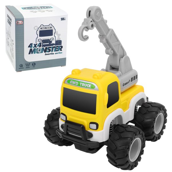 Cars Toy for 18m+ Years Old - Baby Toy Cars for Toddlers Push and Go Friction Powered Construction Truck Toys Plastic Action Vehicle Crane Toy with Playmat Storage Bag for Kids Boys Birthday Gifts