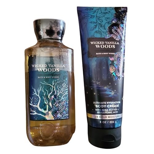 Bath & Body Works Wicked Vanilla Woods Ultimate Hydration Body Cream and Body Gel Wash 2 Piece Set