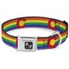 Buckle-Down 11-17" Colorado Flags2 Pride Dog Collar Bone, Medium
