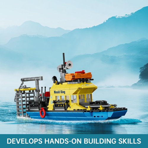 Mould King Ocean Explorer Ship Building Kits, City Boat Model, House Decor for Boys to Play, Block Set Compatible with Most Brands, Gift for 8 10 12 Years Old Kids and Adult 10134 （380 Pcs）