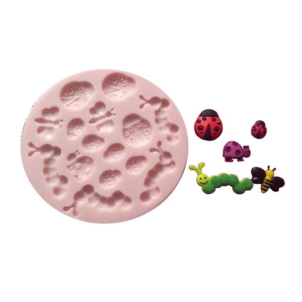 Ladybugs and Sweet Worms bugs (MEASUREMENTS SECOND PICTURE/ NO RETURNS ) Silicone Mold By Oh! Sweet Art