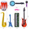 Max Fun Inflatable Rock Star Toy Set, 30 PCS 80s 90s Party Decorations Inflatable Party Props Musical Instrument Blow up Guitar Inflate Rock Band for Carnival Party Favors Rock and Roll Party Supplies