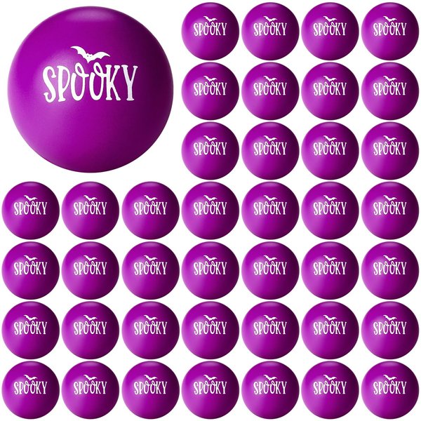 Realspring 40 Pieces Halloween Stress Balls Bulk 1.57 inches Mini Relieve Stress Squeeze Balls for Halloween Treat Bag Filler Party Favors Carnival Class Rewards Gifts (Spooky,Purple)