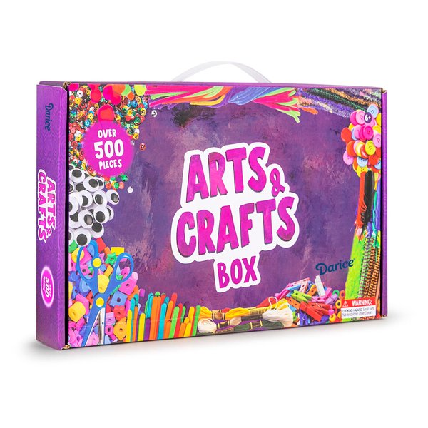 Darice Arts and Crafts Kit - 500+ Piece Kids Craft Supplies & Materials, Art Supplies Box for Girls & Boys Age 4 5 6 7 8 9
