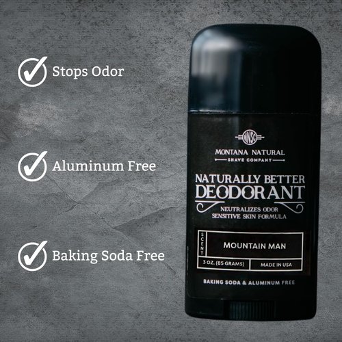 MNSC Mountain Man Deodorant - Magnesium & Activated Charcoal, Sensitive Skin Formula - Aluminum-Free, Baking Soda-Free, All-Natural, Plant-Derived - Made in USA