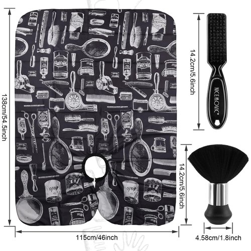 NICEMOVIC Hair Cutting Barber Cape with Neck Duster Brush and Barber Brush, Professional Barber Accessories Cleaning Supplies for Salon Haircut Styling