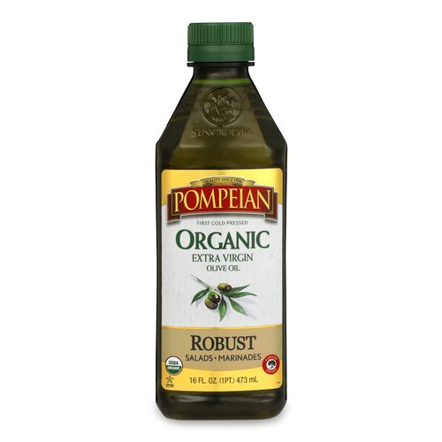 Pompeian USDA Organic Robust Extra Virgin Olive Oil, First Cold Pressed, Full-Bodied Flavor, Perfect for Salad Dressings & Marinades, 16 FL. OZ.