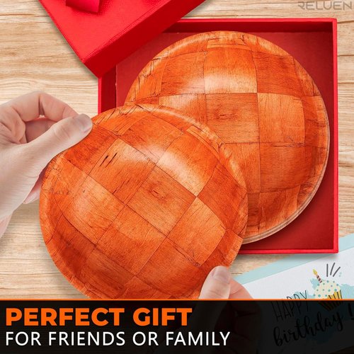 CASI HOME 6 Pcs Wooden Salad Bowl Set - 8 Inch Large Serving Bowls for Kitchen & Entertaining, Small Snack Bowls for Fruits, Salads & Food - Decorative, Lightweight, Scratch-Resistant, Easy to Clean