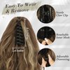 BARSDAR Short Highlight Ponytail Extension - 12 In Claw Clip Short Wavy Ponytail Hair Extensions for Women, Multi Layered Synthetic Clip in Pony Tail Hairpieces Girls Daily Party- Brown & Blonde