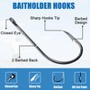 Baitholder Fishing Hooks,120pcs Barbed Beak Bait Holder Hooks Long Shank 2 Barbs Fishing Hooks Carbon Steel Offset Jig Fishing Hooks for Saltwater Freshwater Size 4#-6/0