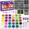 Temporary Glitter Tattoos Kit for Kids,30 Glitter Colors,169 Stencils,3 Glue,5 Brushes,2 tattoo stickers and 1 diamond sticker,Wonderful Holiday Gifts for Girls & Boys.