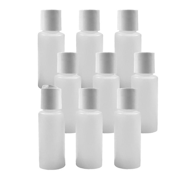 Pinnacle Mercantile 2 oz Easy Squeeze Empty Plastic Squeeze Bottles with Disc Top Flip Cap Set of 9 Travel Size Perfect for Hand Sanitizer, Lotions Gels, Shampoo