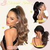 FELENDY 16" Ponytail Extension Small Claw Clip Curly Ponytail Hair Extensions Long Wavy Pony tails Hairpiece Cute Jaw Clips for Women Light Brown