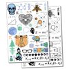 Nerdy Science Math Geek Temporary Tattoo Water Resistant Fake Body Art Set Collection - Black (One Sheet)