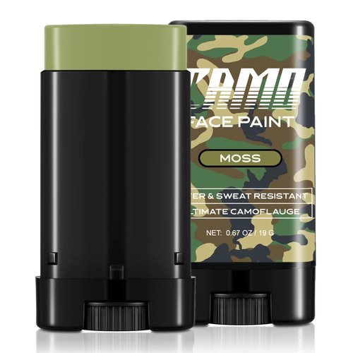 CCbeauty Moss Green Camo Face Paint - St. Patrick's Day Sports Eye Black Stick,Camouflage Hunting Accessories,Sweatproof Army Militarty Witch,Goblin,Gamora Shrek Makeup for Halloween Costume Cosplay