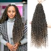 Long New Goddess Locs Crochet Hair 30inch Ombre Blonde River Locs Crochet Hair Curly Faux Locs Wavy Crochet Hair with Curly in Middle and Ends Synthetic Hair Extensions (30" 6 Packs #T27)